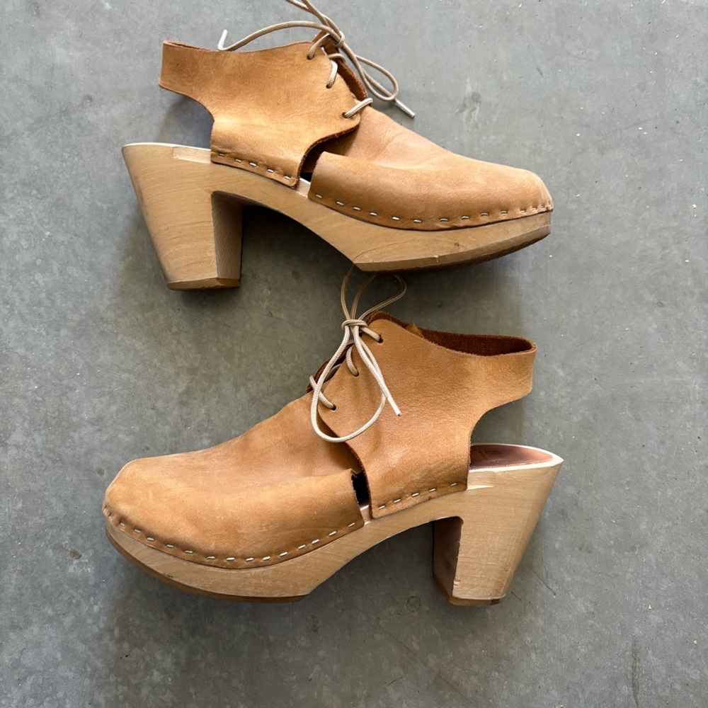 GUC Bryr high heeled Sofie clogs size 37 tan leather